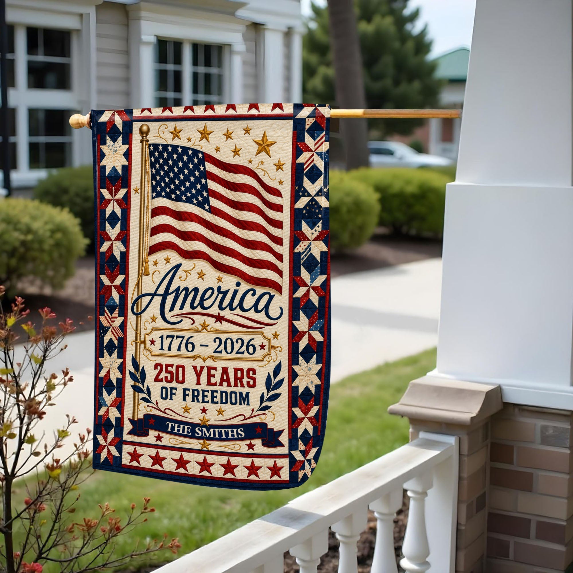 Personalized Family Name Flag 250 Years of Freedom Garden Décor