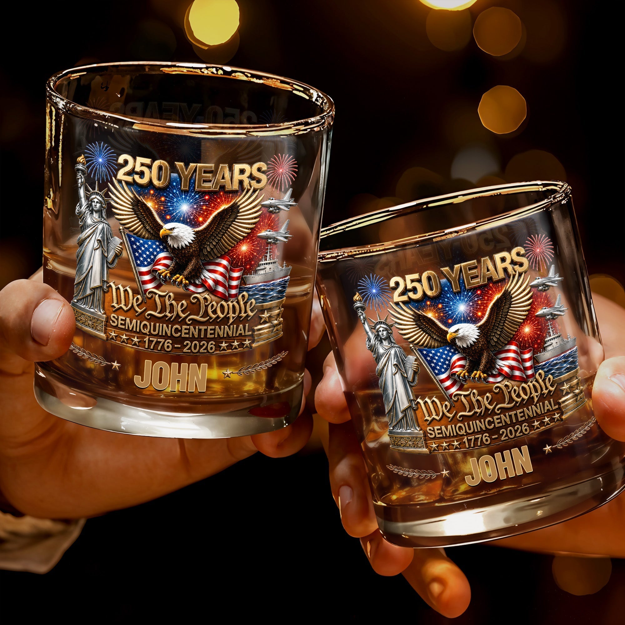 Personalized Custom Whiskey Glass Patriotic Eagle Gift for Dad