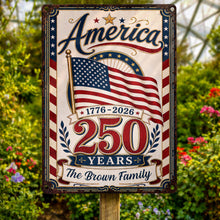 Load image into Gallery viewer, Personalized Metal Sign Custom Family Name American Flag Gift
