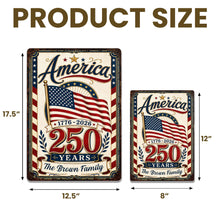 Load image into Gallery viewer, Personalized Metal Sign Custom Family Name American Flag Gift
