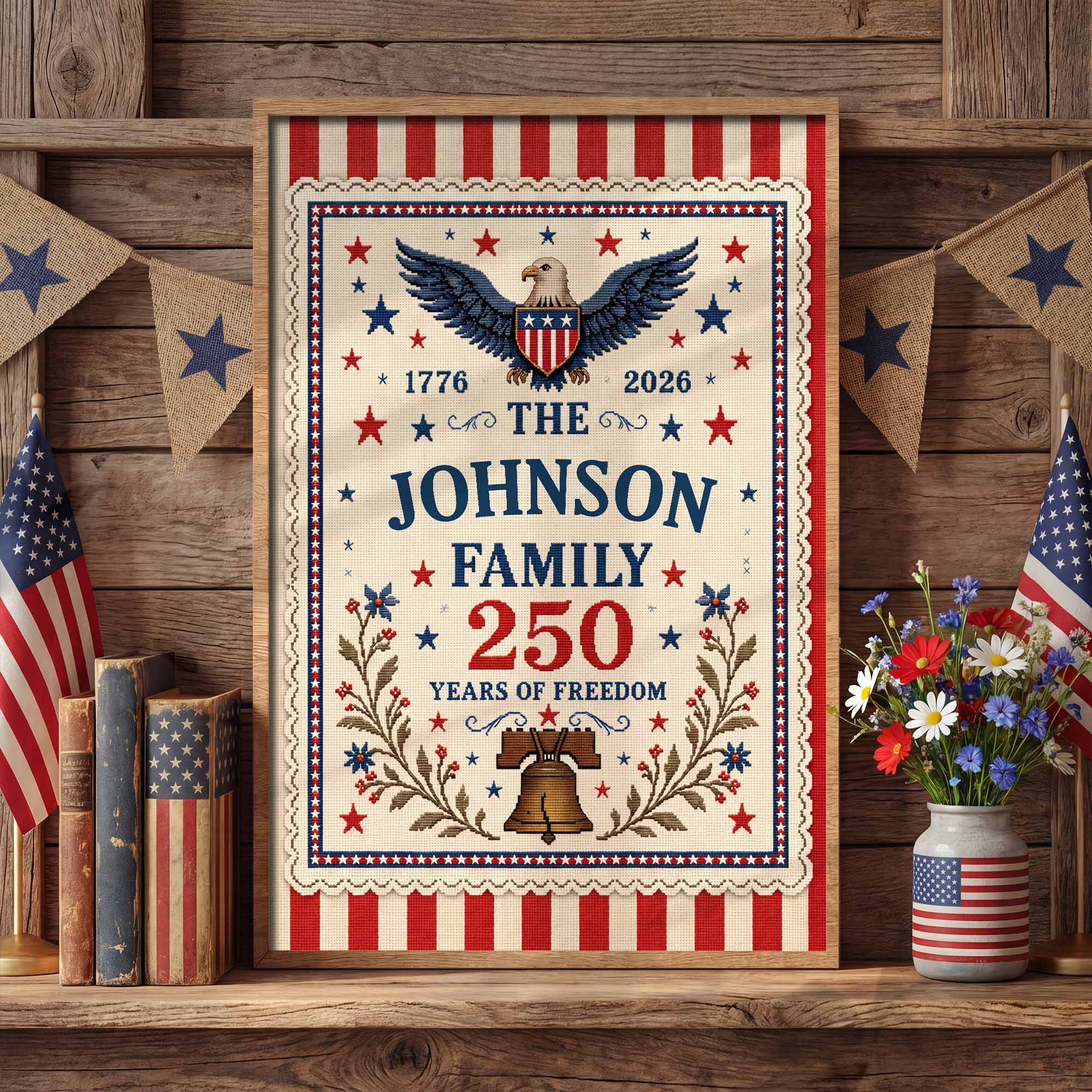 Personalized Custom Family Vertical Poster with Eagle & Liberty Bell