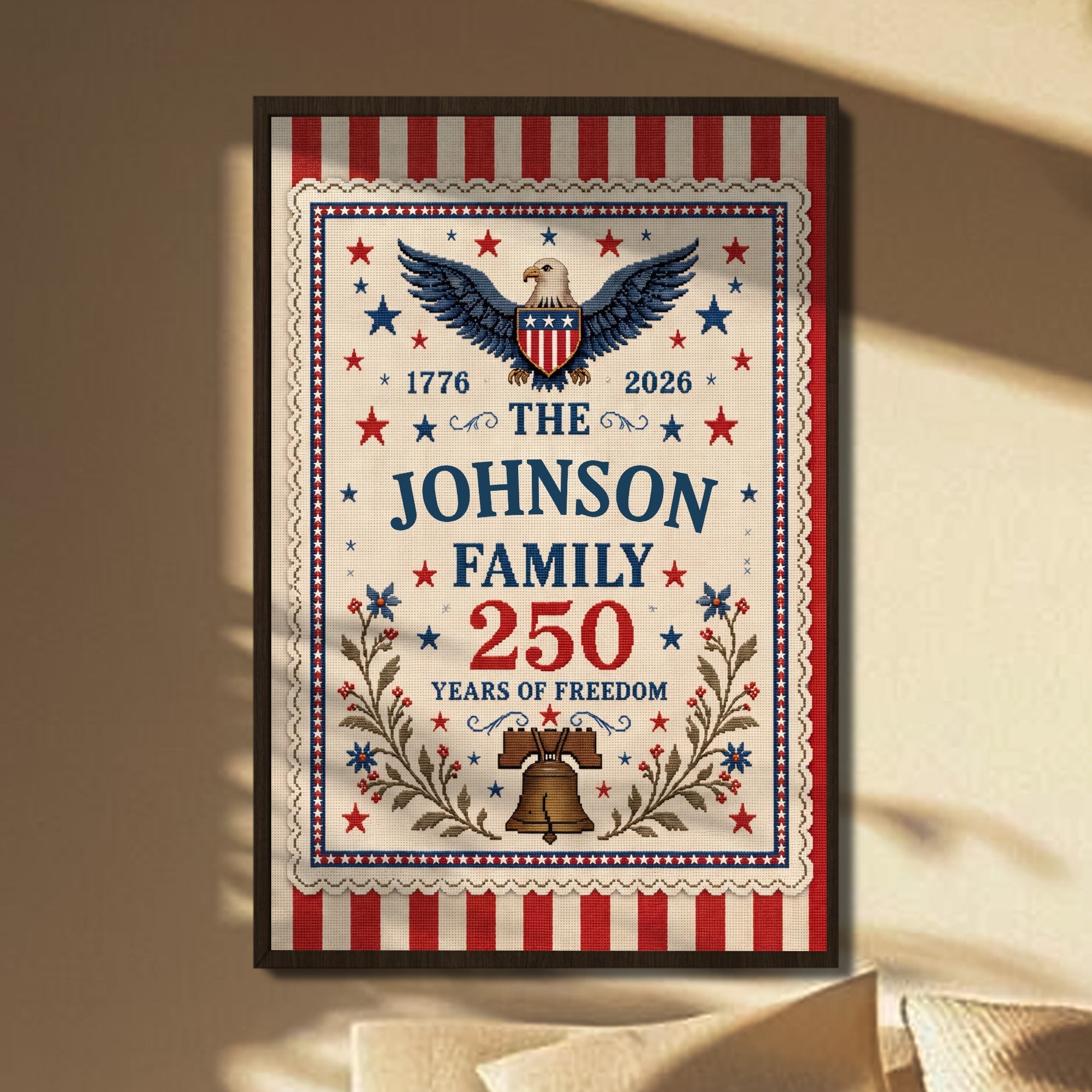 Personalized Custom Family Vertical Poster with Eagle & Liberty Bell