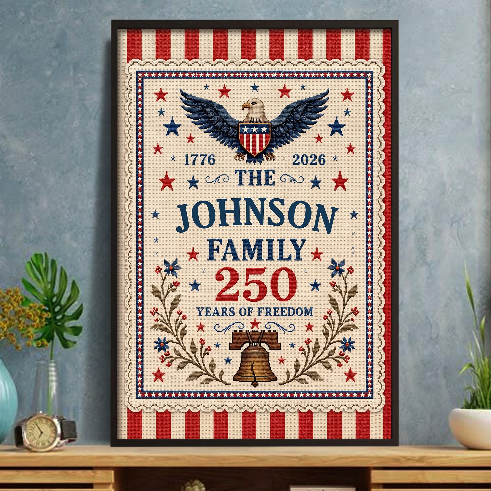 Personalized Custom Family Vertical Poster with Eagle & Liberty Bell