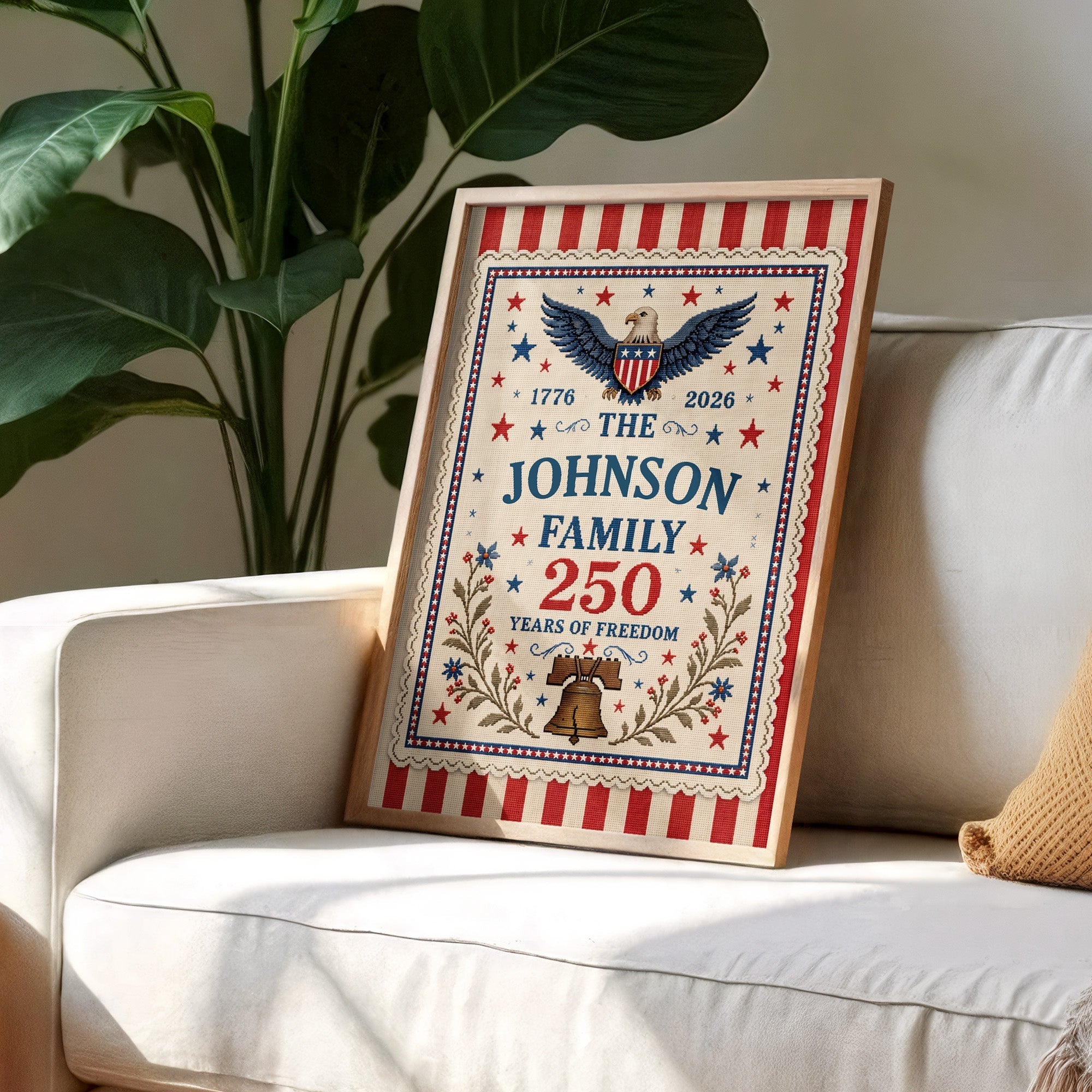 Personalized Custom Family Vertical Poster with Eagle & Liberty Bell