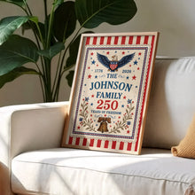 Load image into Gallery viewer, Personalized Custom Family Vertical Poster with Eagle &amp; Liberty Bell
