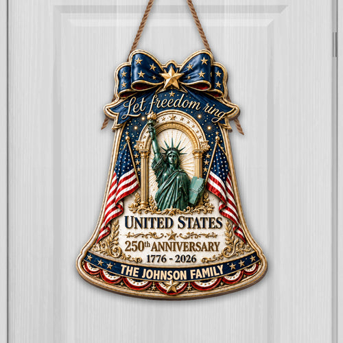 Personalized Wood Sign with American Flag Custom Family Name Gift