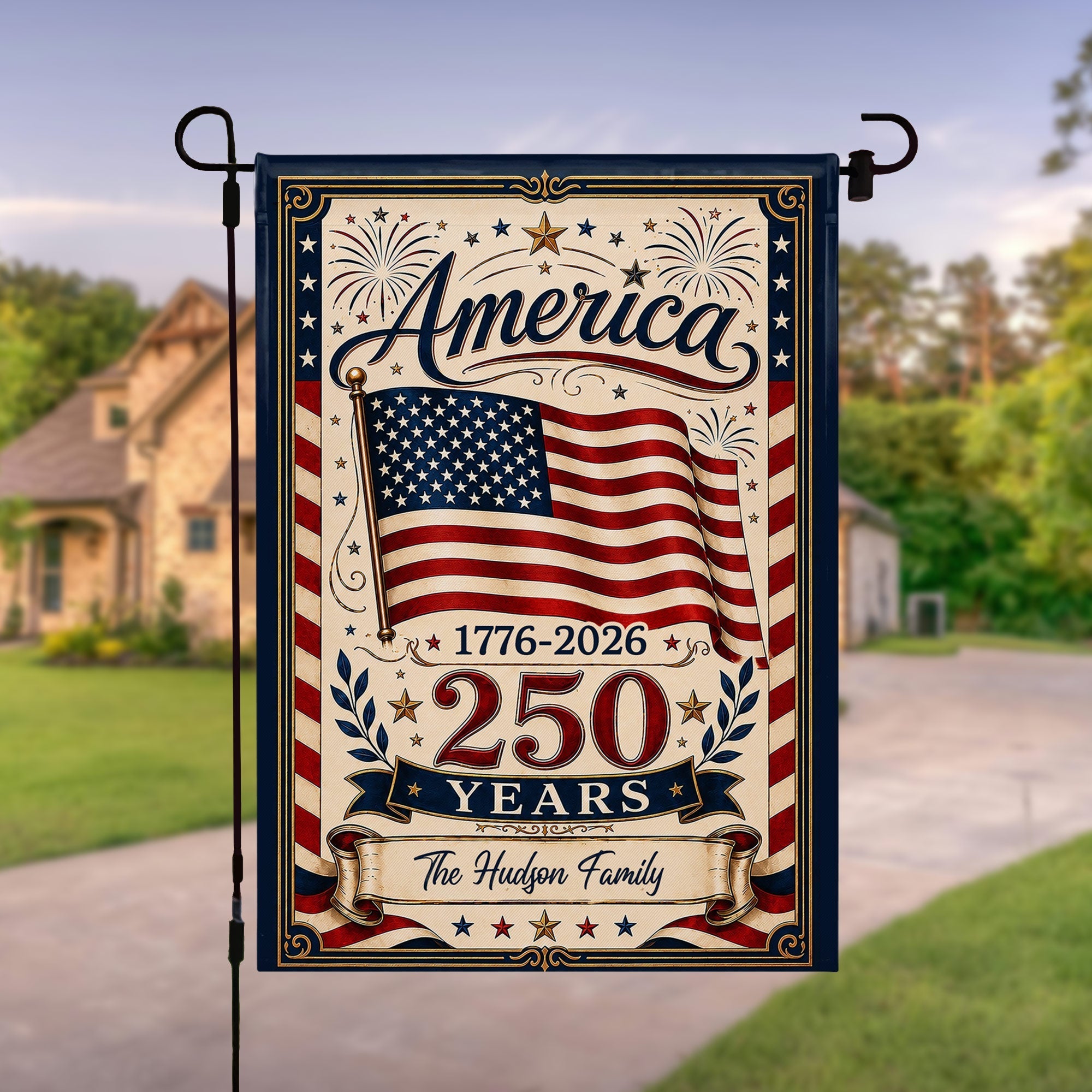 Personalized Double-Sided Garden Flag USA Family Celebration
