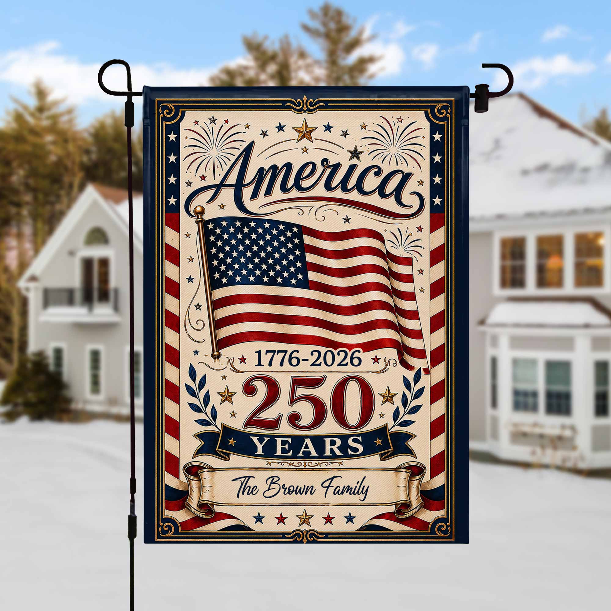 Personalized Double-Sided Garden Flag USA Family Celebration