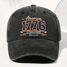 Load image into Gallery viewer, Personalized Washed Denim Cap Custom Name American Flag Gift for Dad
