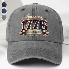 Load image into Gallery viewer, Personalized Washed Denim Cap Custom Name American Flag Gift for Dad
