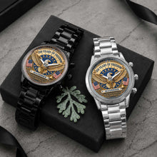 Load image into Gallery viewer, Personalized Black Men's Watch Custom Name Eagle USA Flag Gift for Dad
