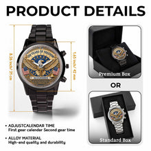 Load image into Gallery viewer, Personalized Black Men's Watch Custom Name Eagle USA Flag Gift for Dad

