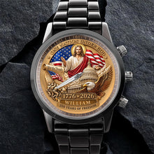 Load image into Gallery viewer, Personalized Black Men's Watch Custom Name Gift for Dad
