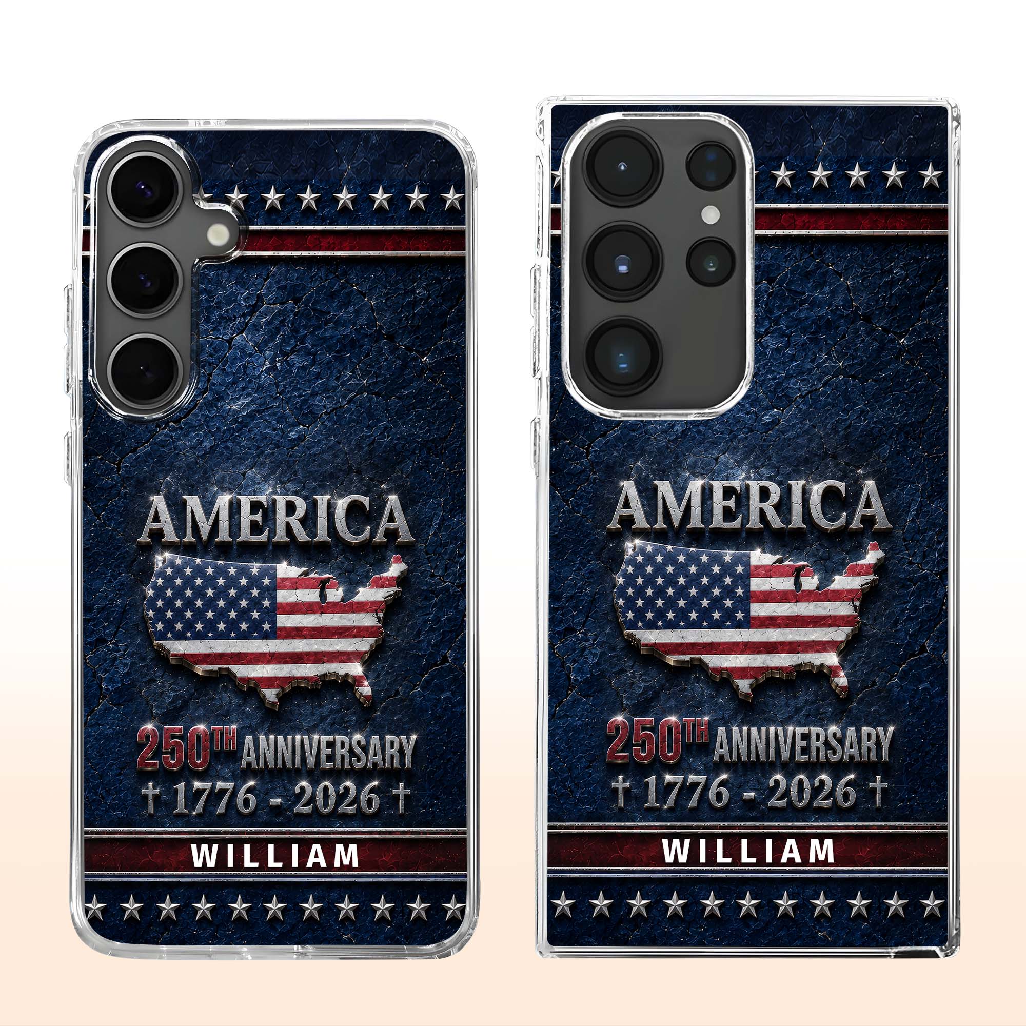 Personalized Clear Phone Case USA Map Flag Gift Idea 250th Anniversary
