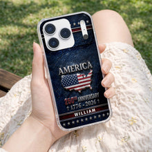Load image into Gallery viewer, Personalized Clear Phone Case USA Map Flag Gift Idea 250th Anniversary
