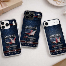 Load image into Gallery viewer, Personalized Clear Phone Case USA Map Flag Gift Idea 250th Anniversary
