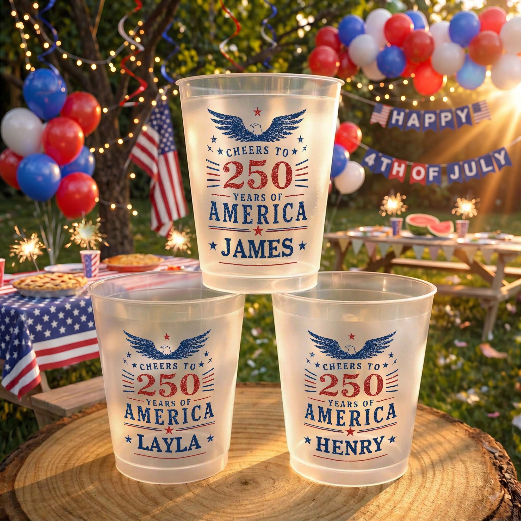 Personalized Frosted Cups Custom Name Eagle Design Gift