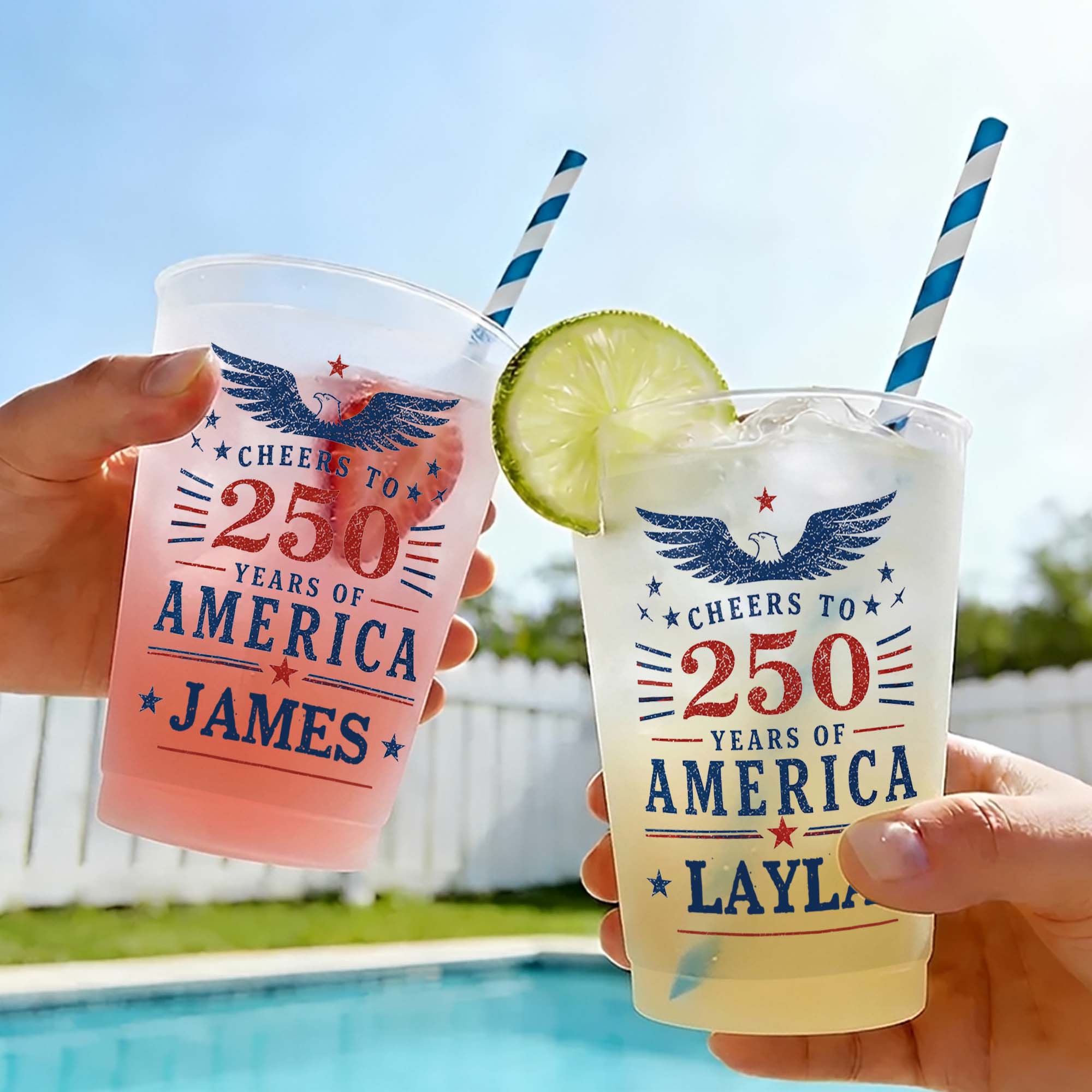 Personalized Frosted Cups Custom Name Eagle Design Gift