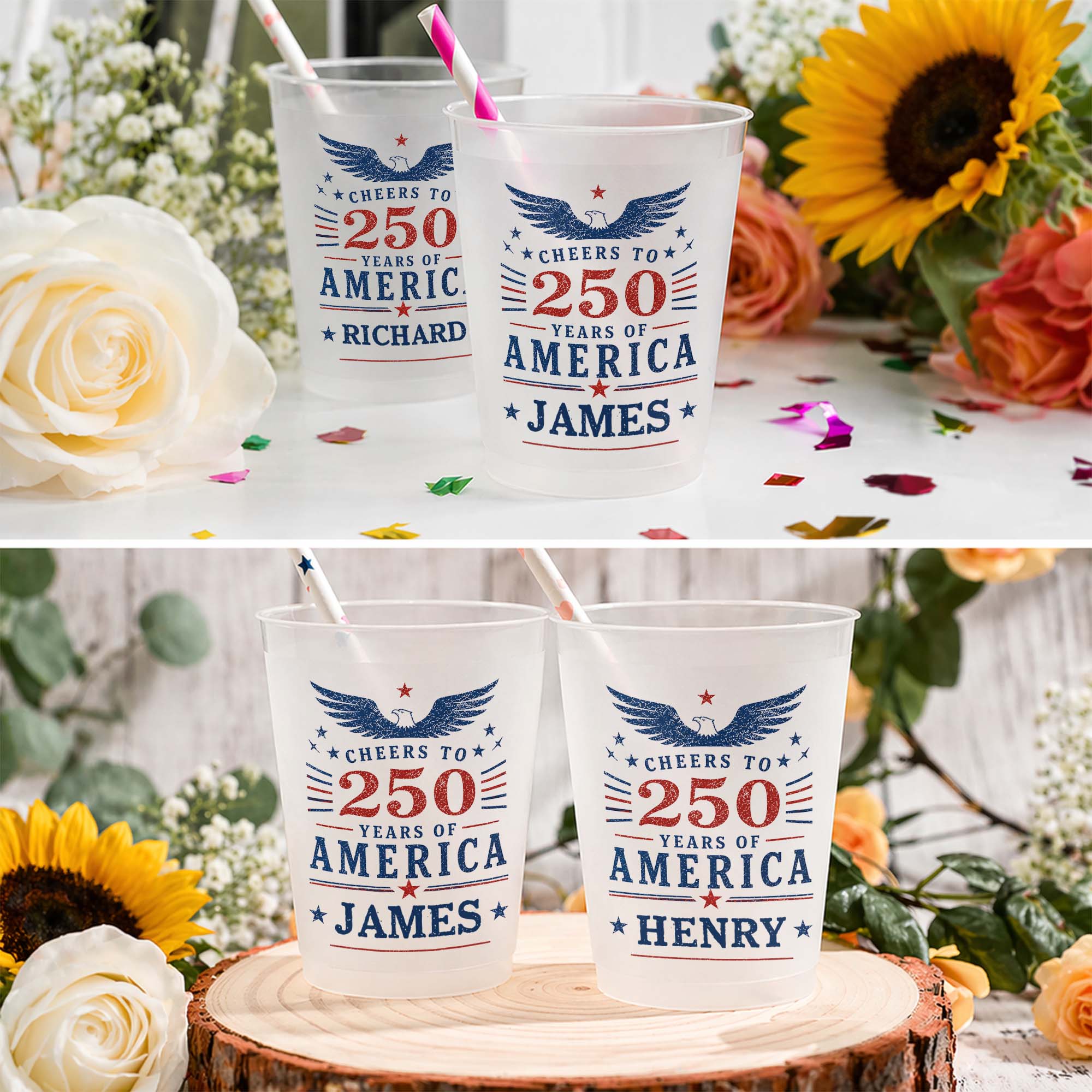 Personalized Frosted Cups Custom Name Eagle Design Gift