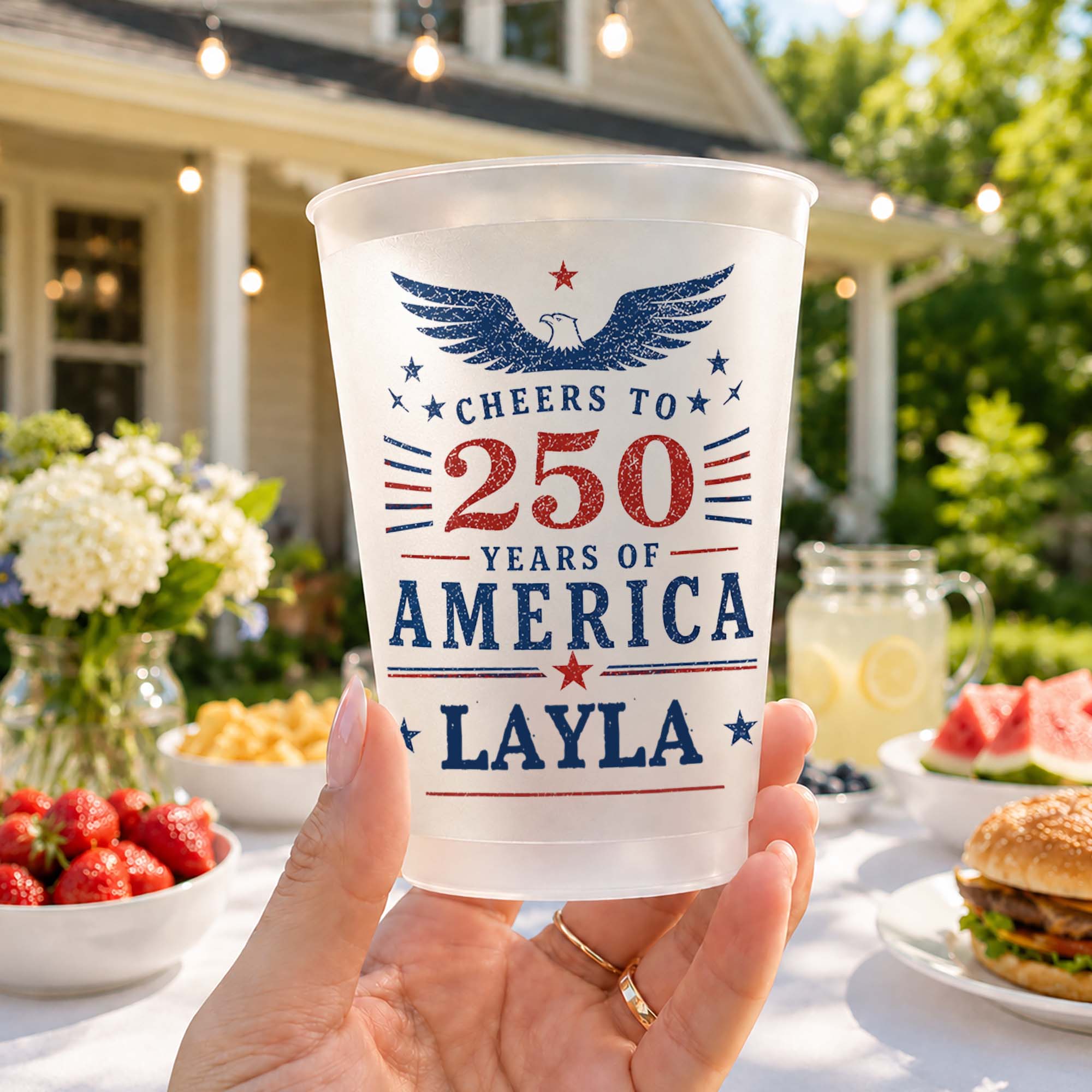 Personalized Frosted Cups Custom Name Eagle Design Gift