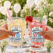 Load image into Gallery viewer, Personalized Frosted Cups Custom Family Name 4th of July Gift
