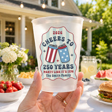 Load image into Gallery viewer, Personalized Frosted Cups Custom Family Name 4th of July Gift
