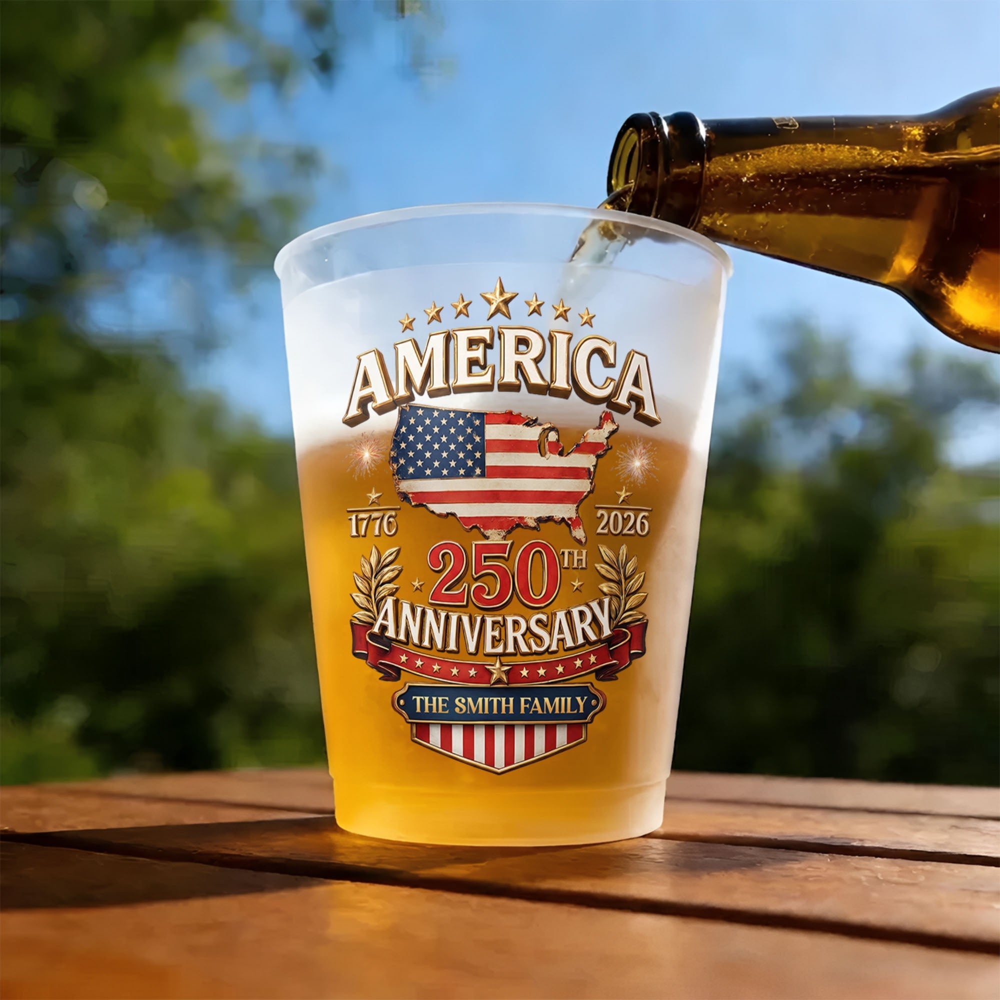 Personalized Frosted Cups American Flag Family Gift Idea