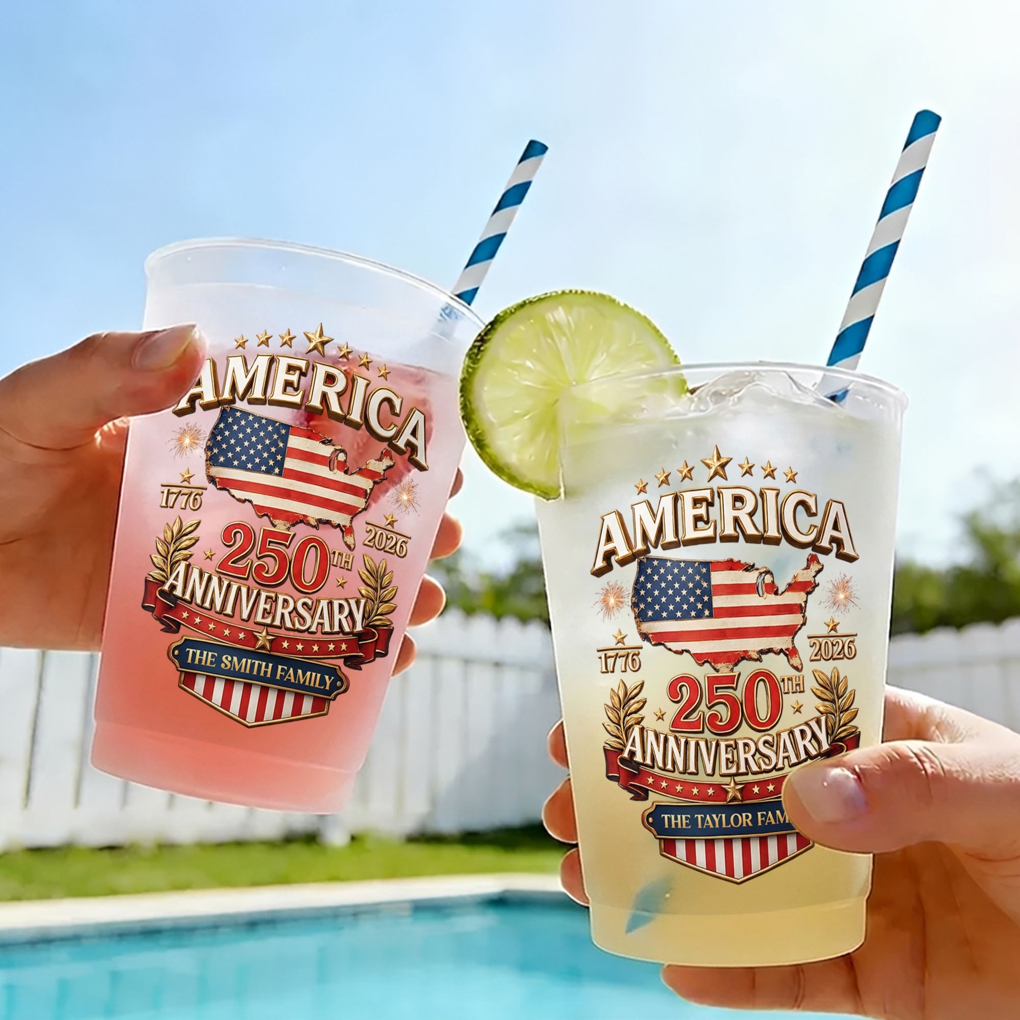 Personalized Frosted Cups American Flag Family Gift Idea