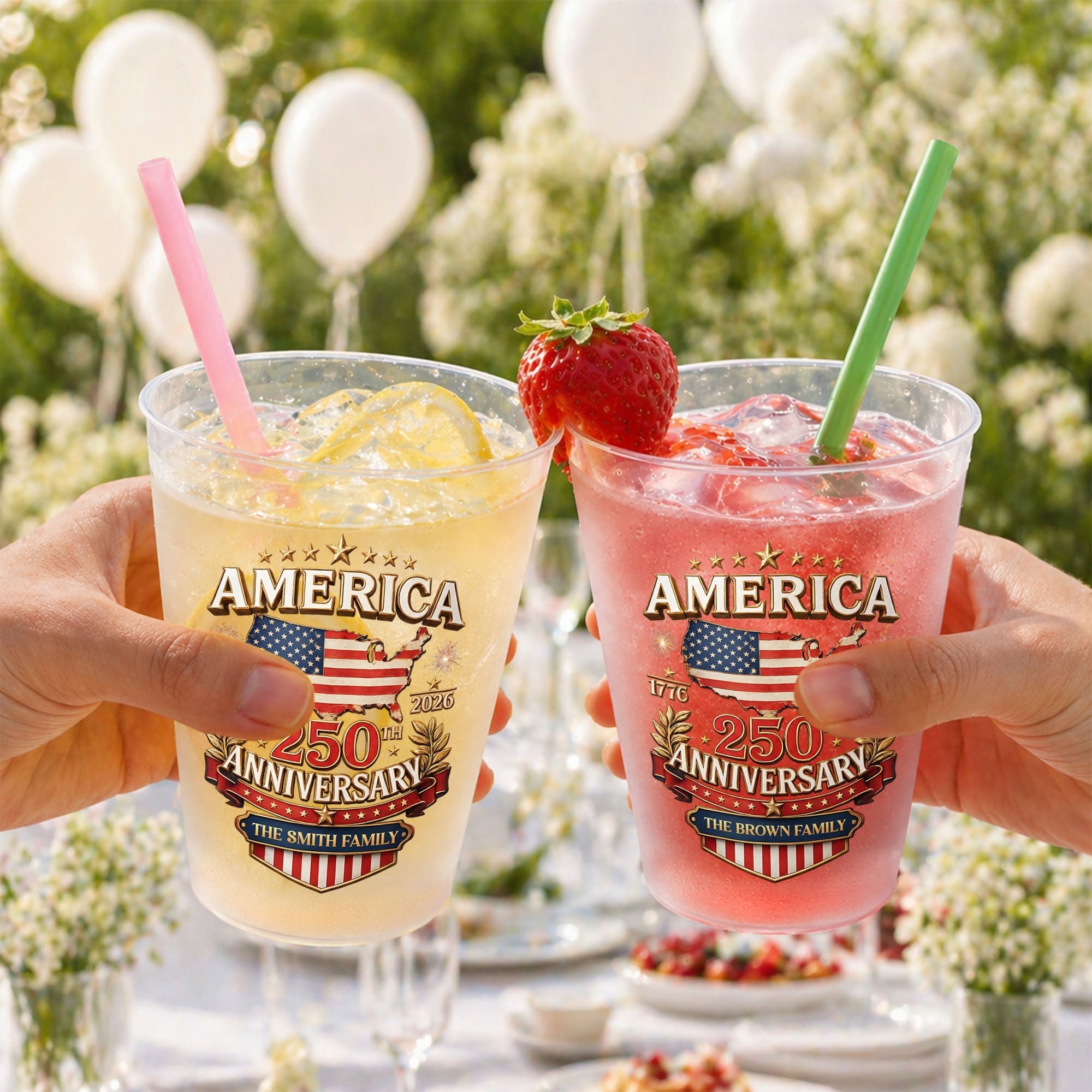 Personalized Frosted Cups American Flag Family Gift Idea