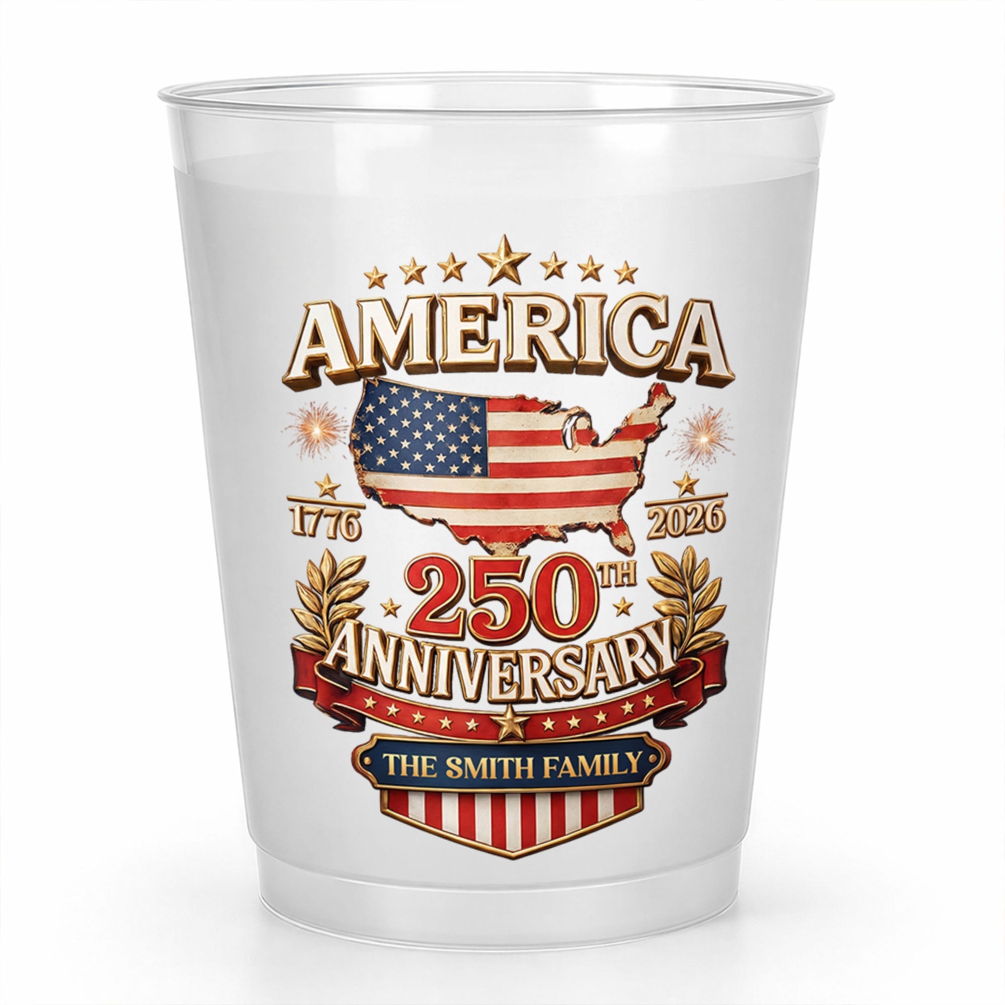 Personalized Frosted Cups American Flag Family Gift Idea