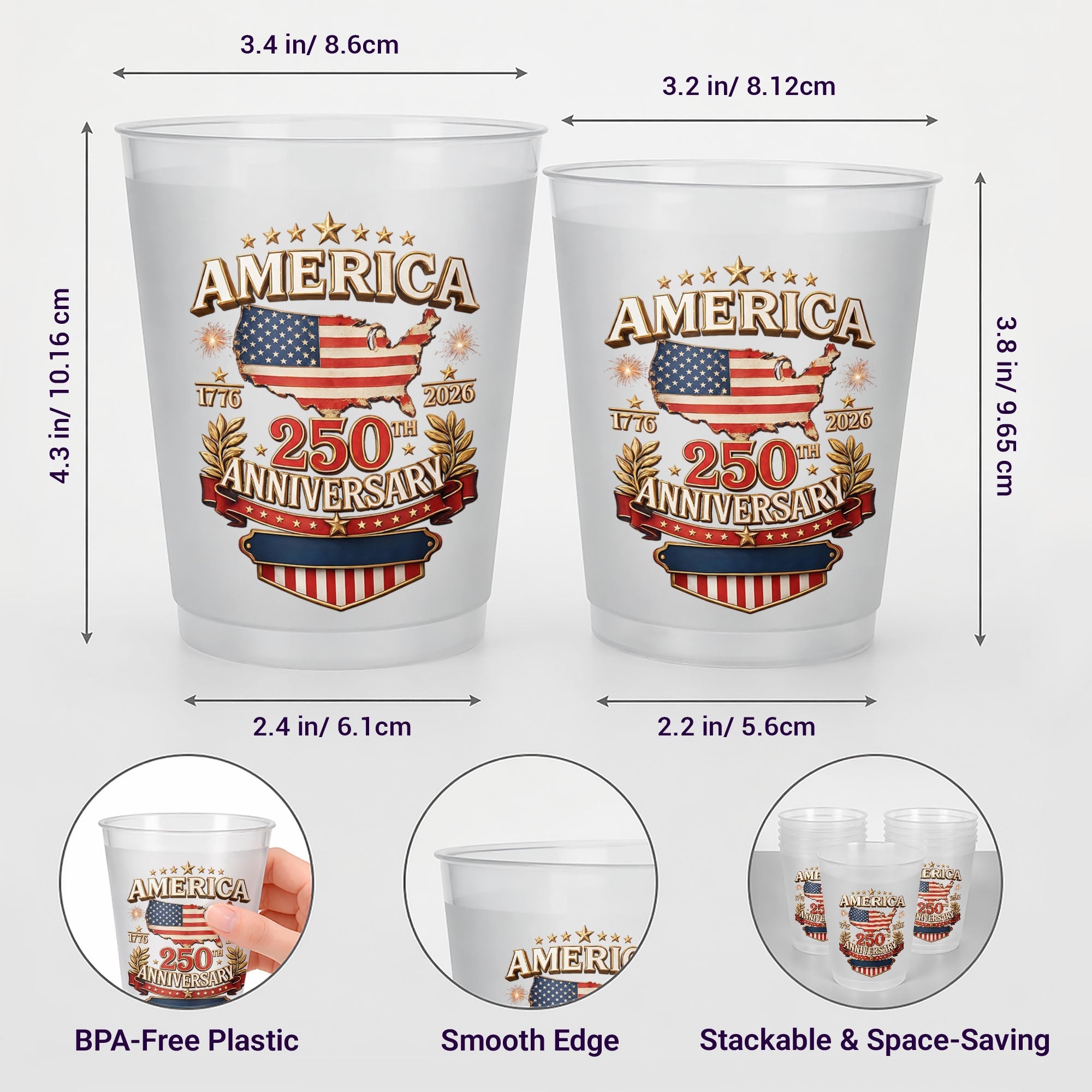 Personalized Frosted Cups American Flag Family Gift Idea