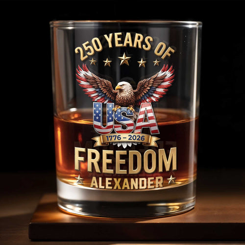 Personalized Whiskey Glass Custom Name American Flag Gift for Dad