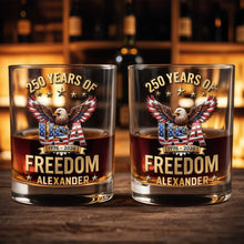 Load image into Gallery viewer, Personalized Whiskey Glass Custom Name American Flag Gift for Dad
