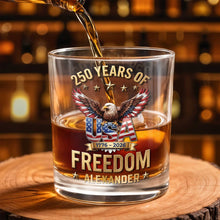 Load image into Gallery viewer, Personalized Whiskey Glass Custom Name American Flag Gift for Dad
