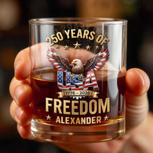 Load image into Gallery viewer, Personalized Whiskey Glass Custom Name American Flag Gift for Dad
