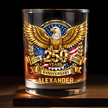 Load image into Gallery viewer, Personalized Custom Whiskey Glass with Bald Eagle and Flag Gift for Dad
