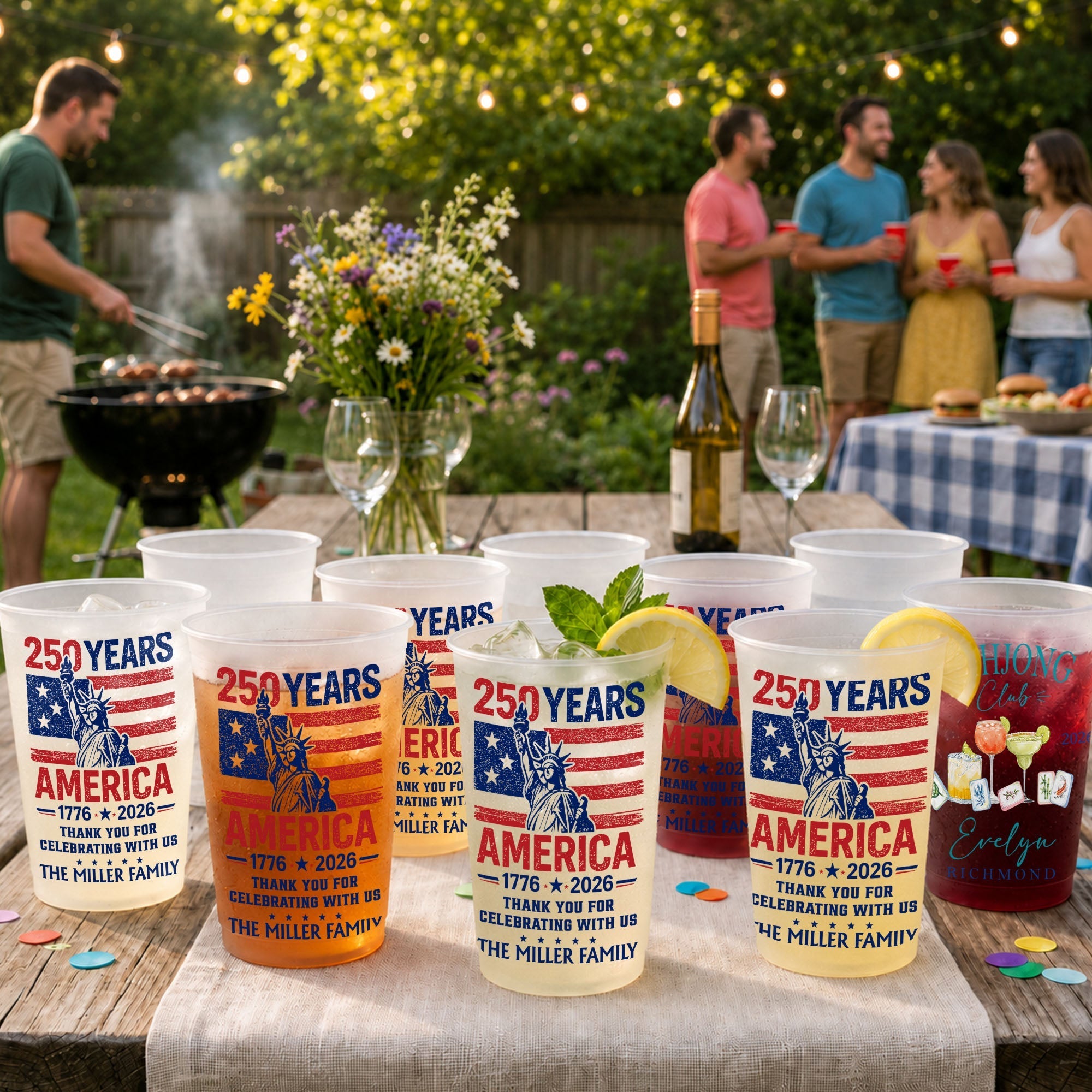 Personalized Frosted Cups American Flag 4th of July Gift Idea