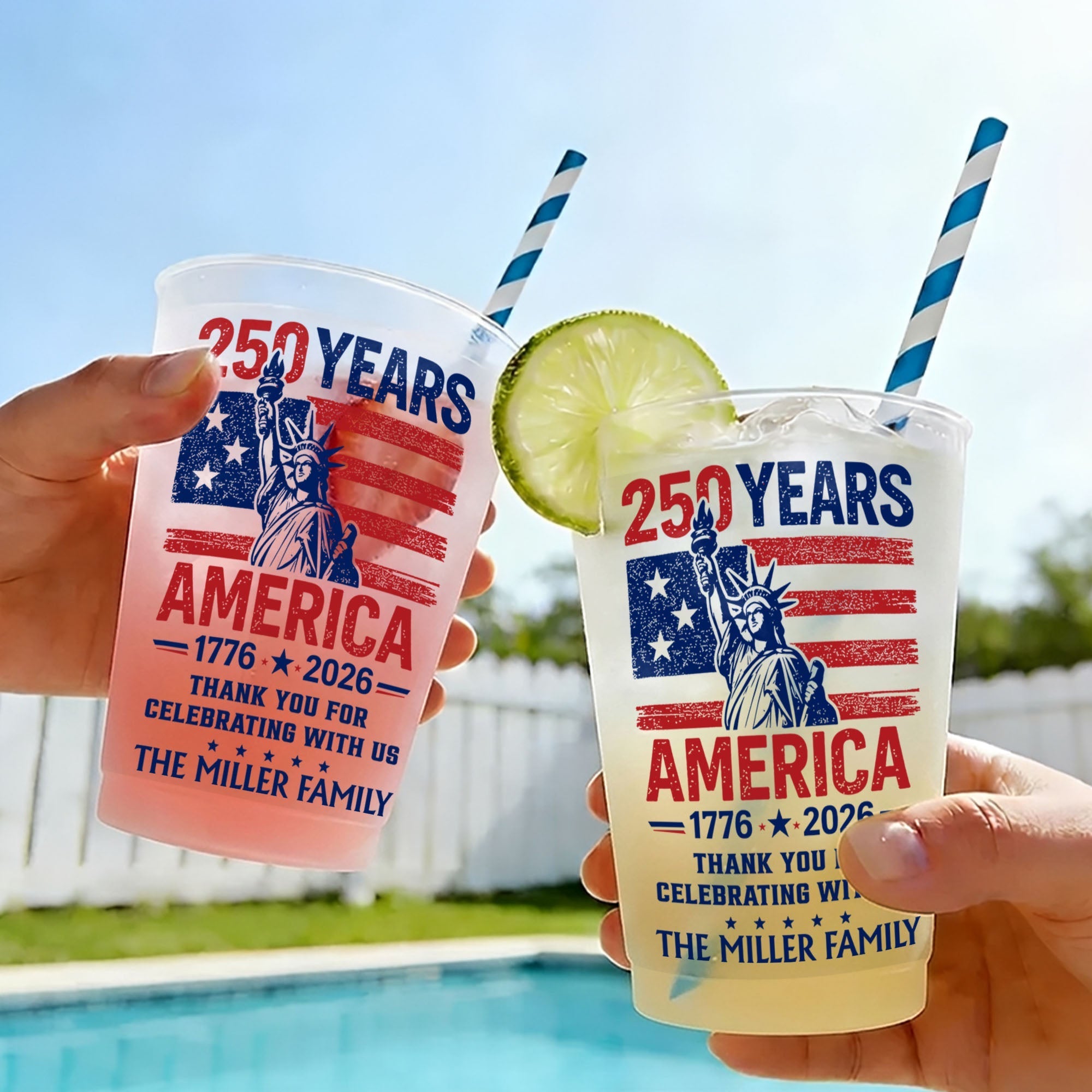 Personalized Frosted Cups American Flag 4th of July Gift Idea