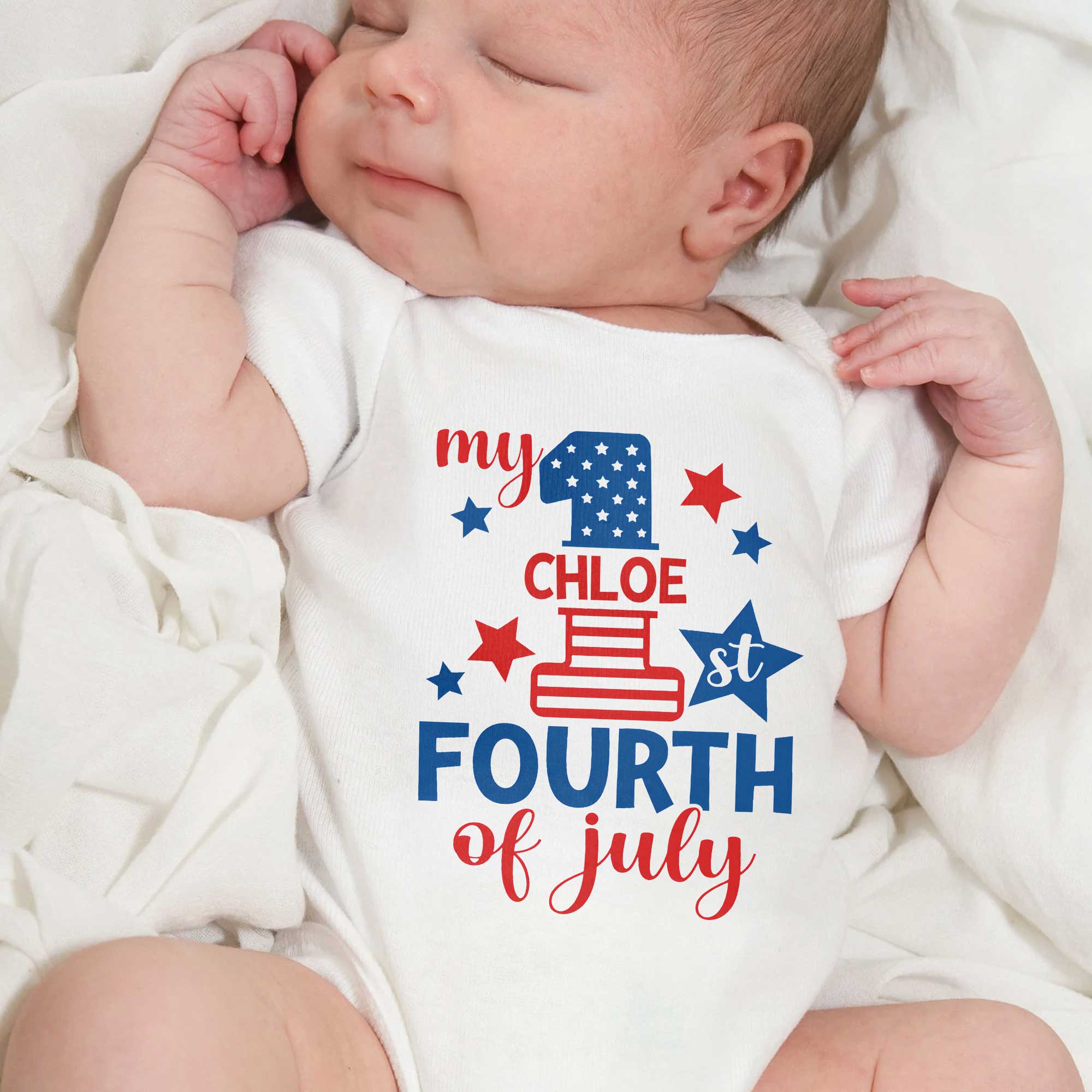 Personalized Baby Onesie Custom Name 1st 4th of July Gift