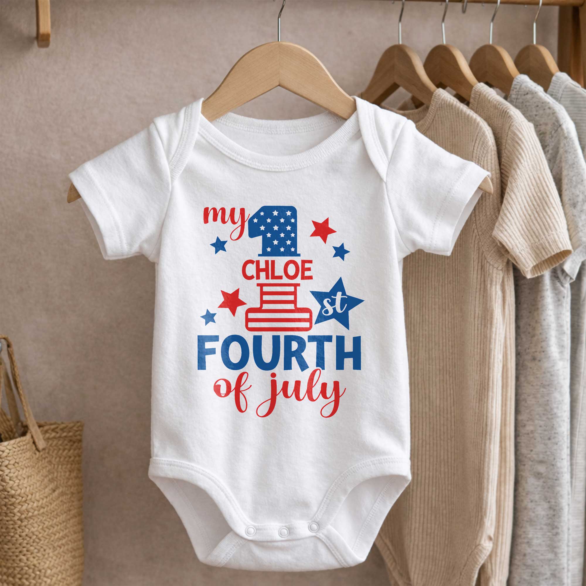 Personalized Baby Onesie Custom Name 1st 4th of July Gift
