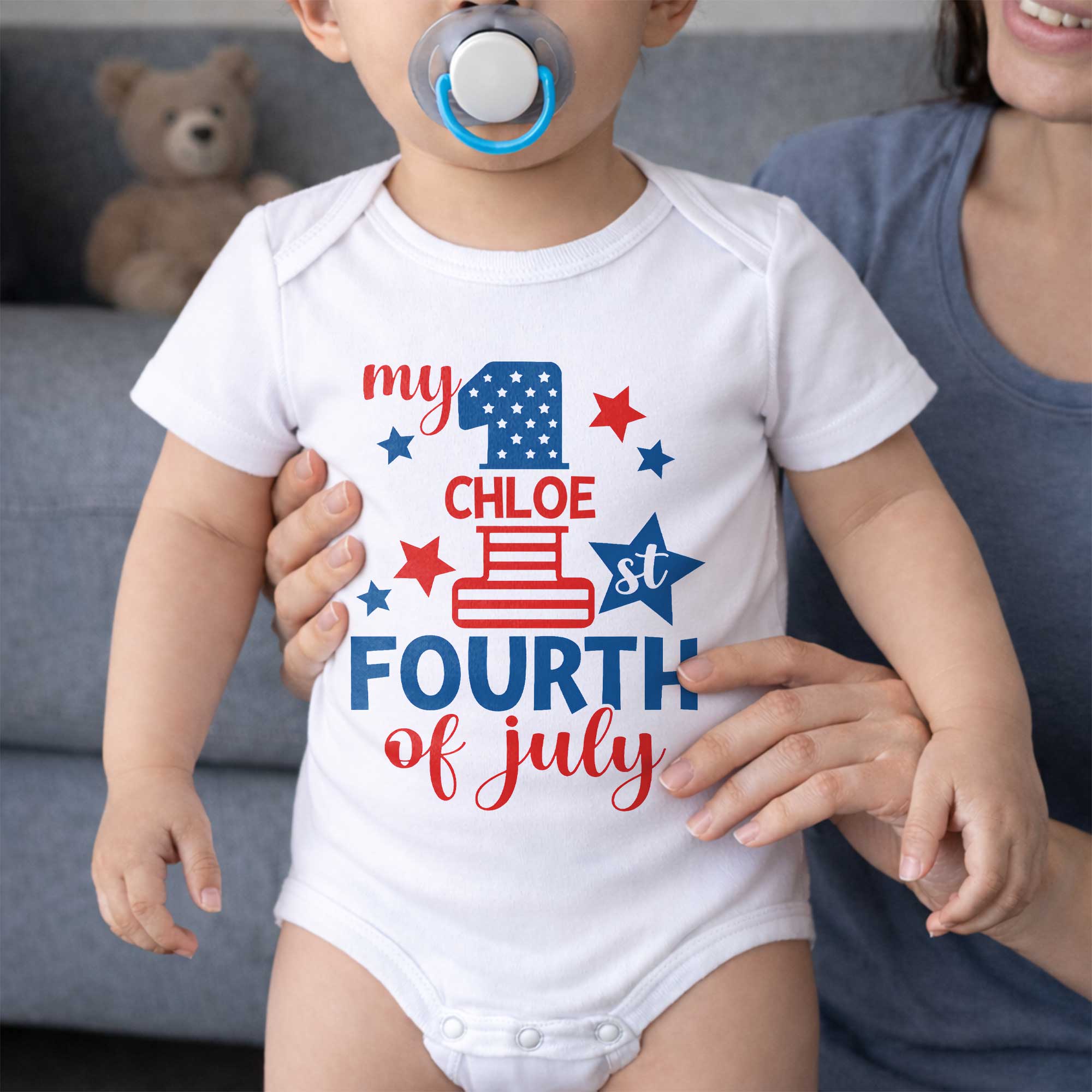Personalized Baby Onesie Custom Name 1st 4th of July Gift