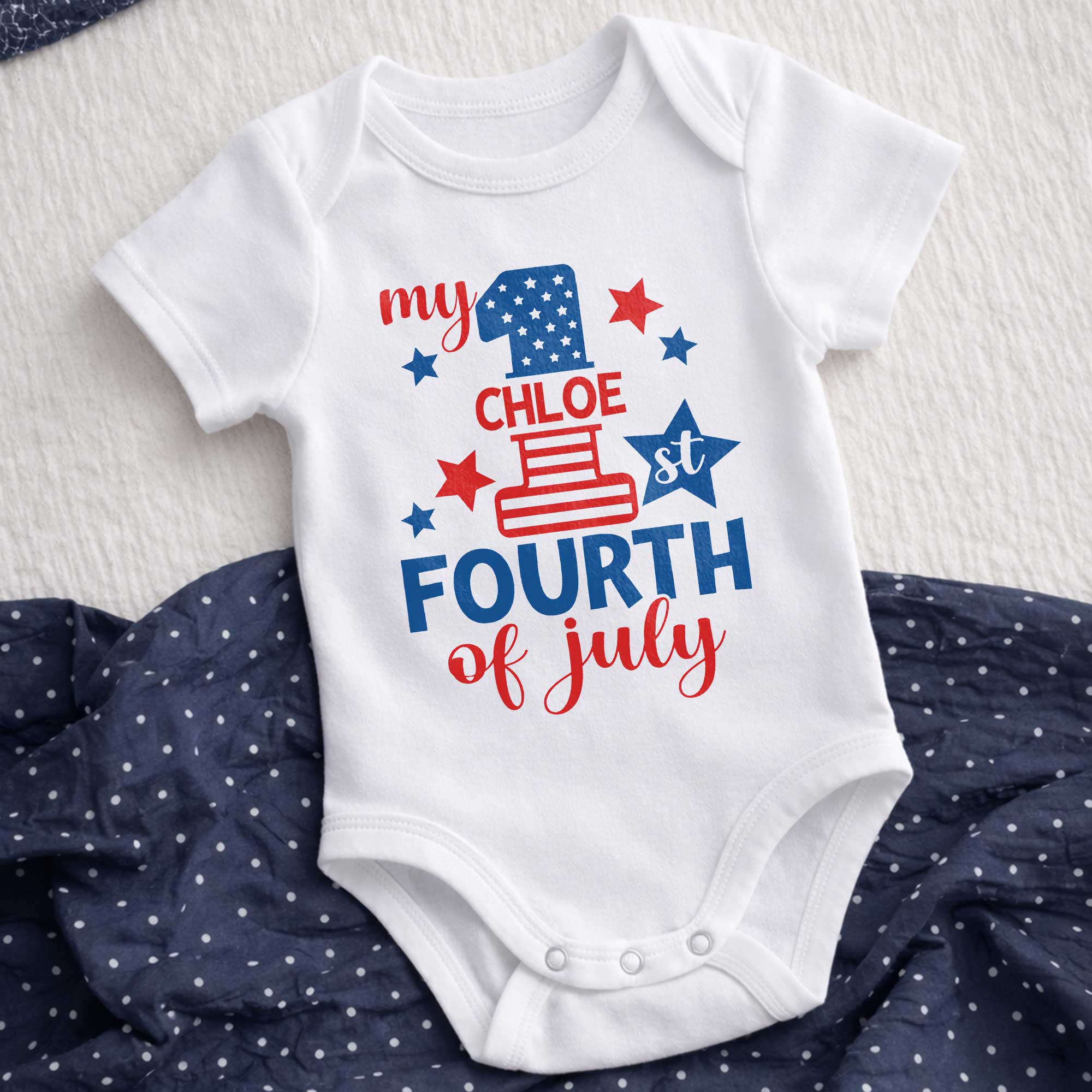 Personalized Baby Onesie Custom Name 1st 4th of July Gift