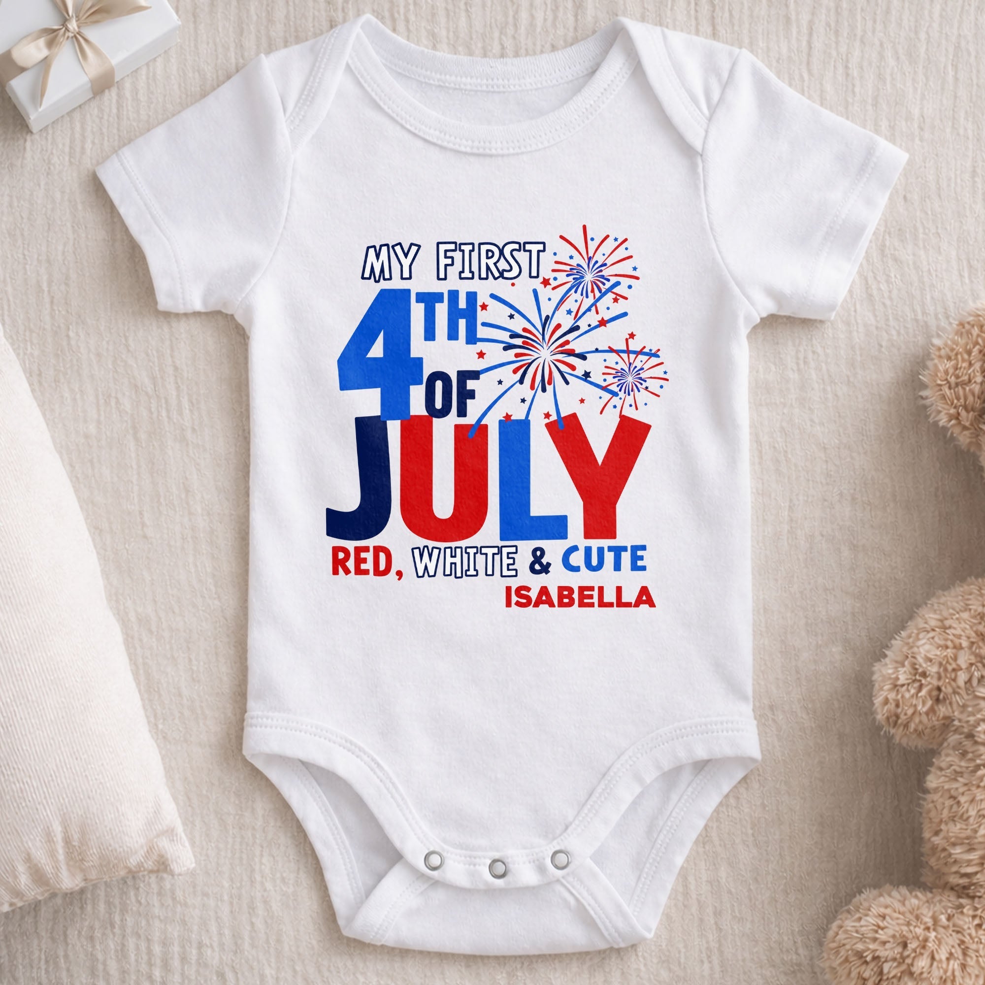 Personalized Baby Onesie First 4th of July Gift Custom Name