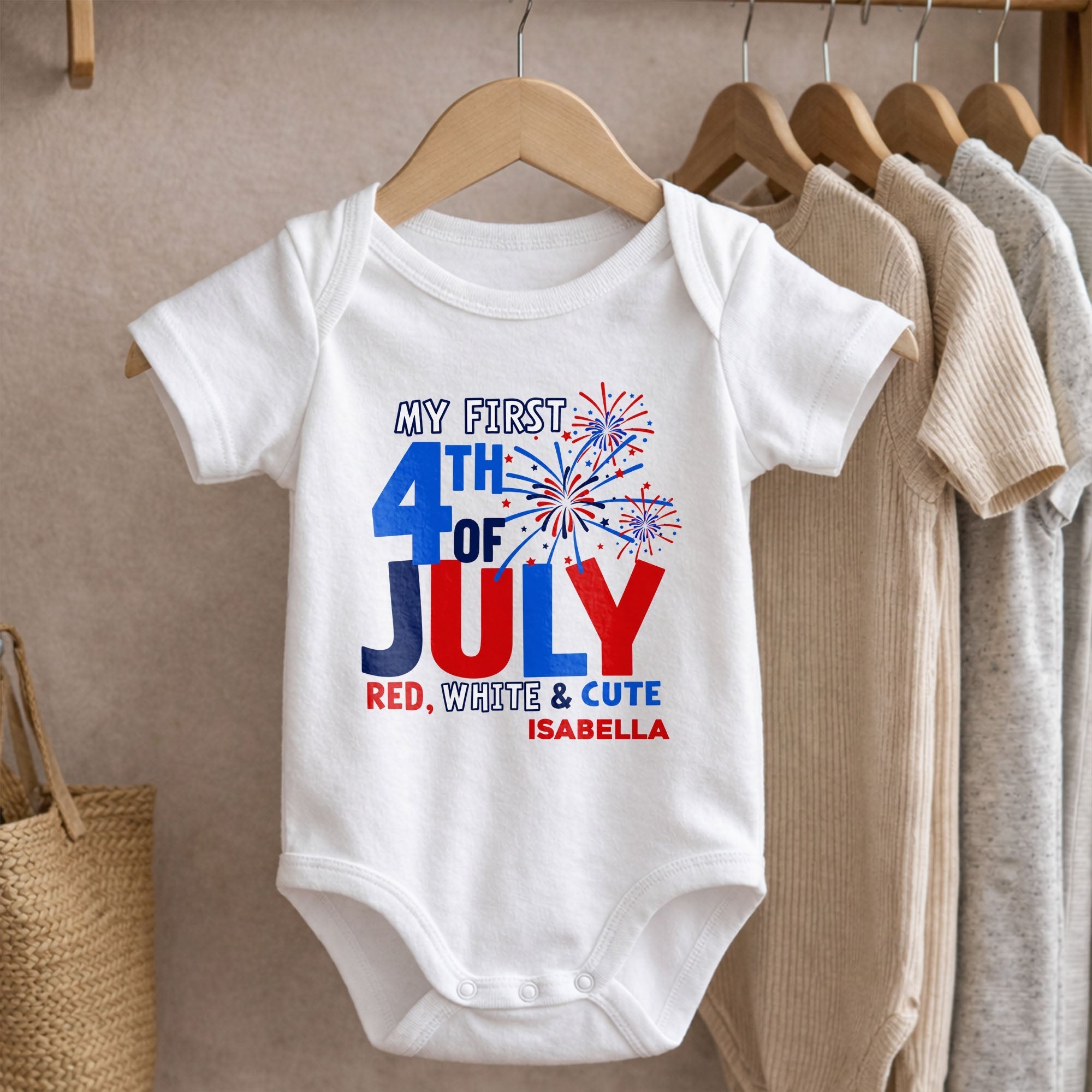 Personalized Baby Onesie First 4th of July Gift Custom Name