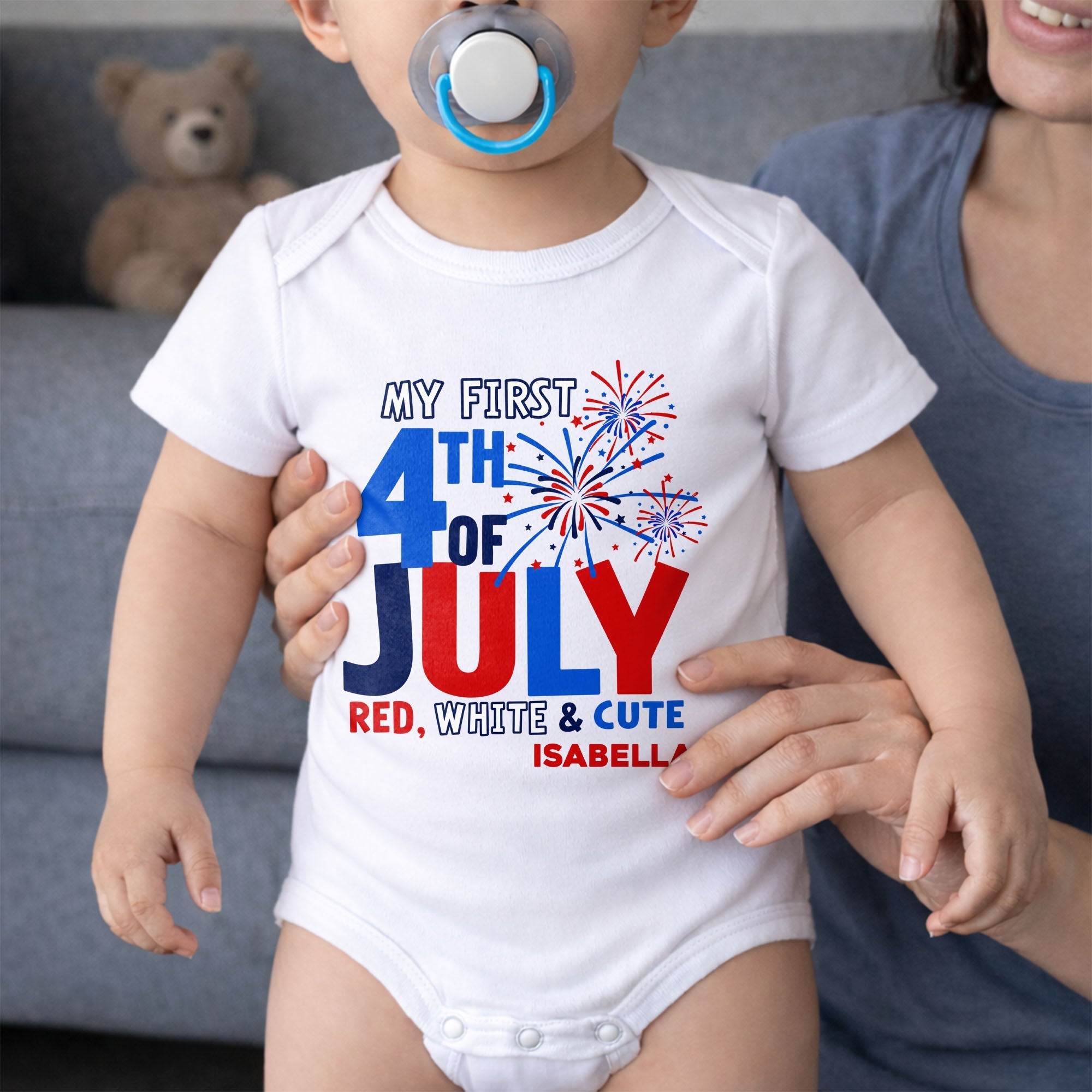 Personalized Baby Onesie First 4th of July Gift Custom Name
