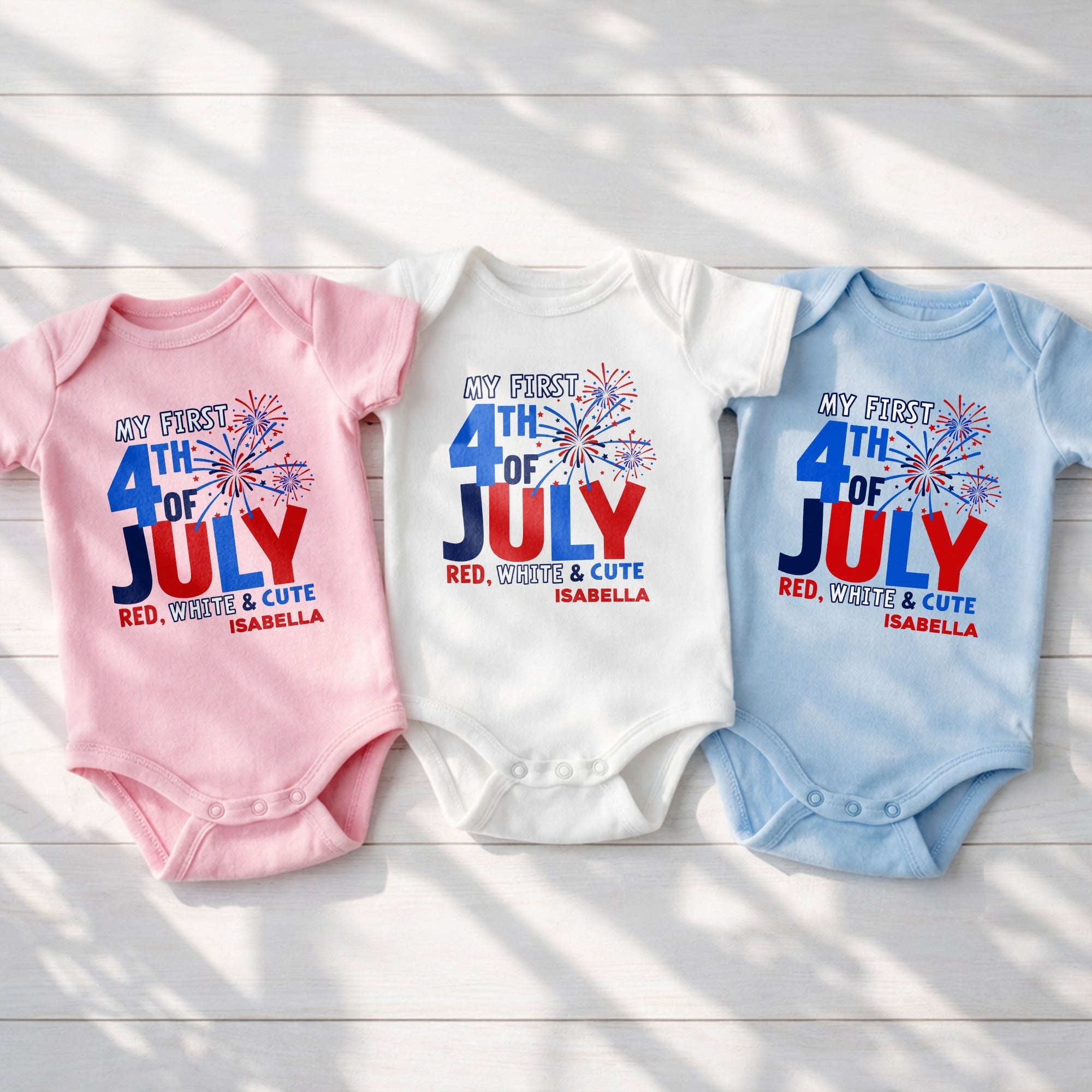 Personalized Baby Onesie First 4th of July Gift Custom Name
