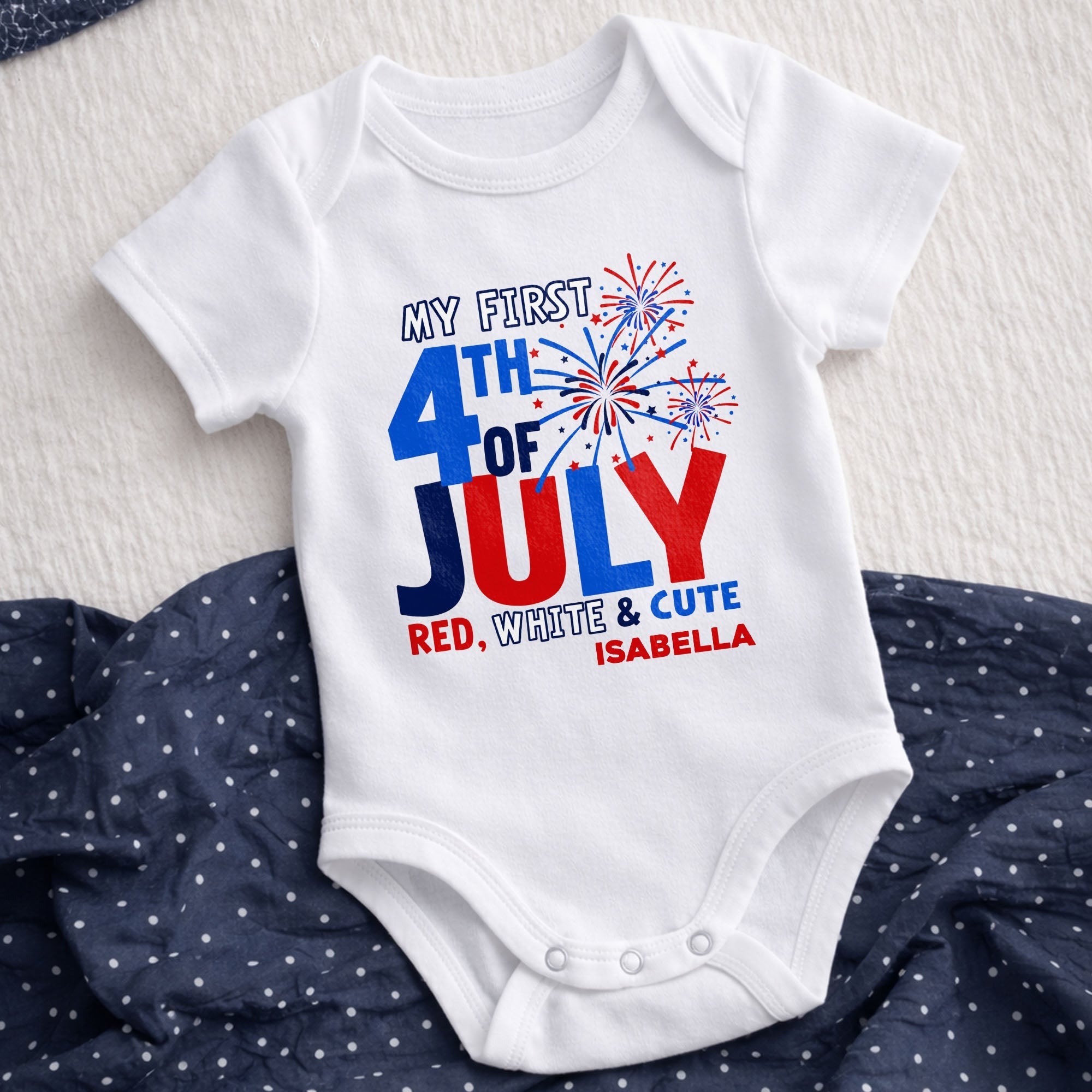 Personalized Baby Onesie First 4th of July Gift Custom Name