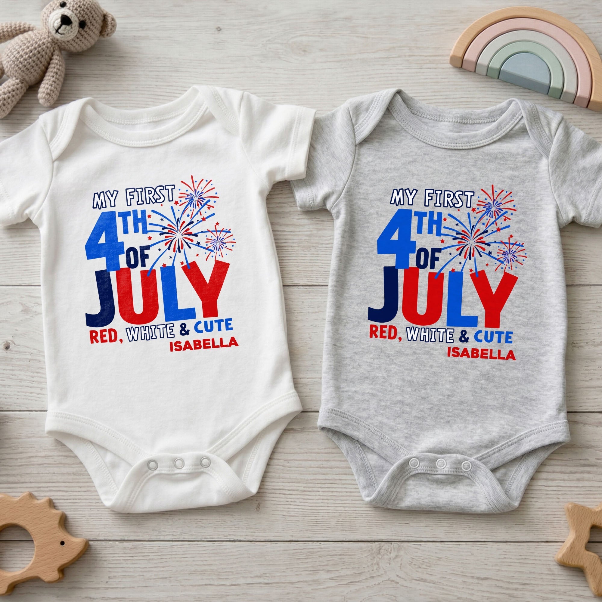 Personalized Baby Onesie First 4th of July Gift Custom Name