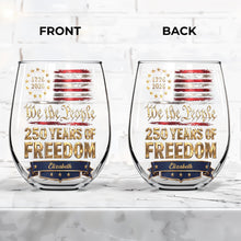 Load image into Gallery viewer, Personalized Stemless Wine Glass American Flag Gift for 4th of July

