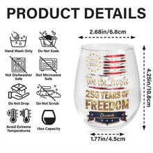 Load image into Gallery viewer, Personalized Stemless Wine Glass American Flag Gift for 4th of July
